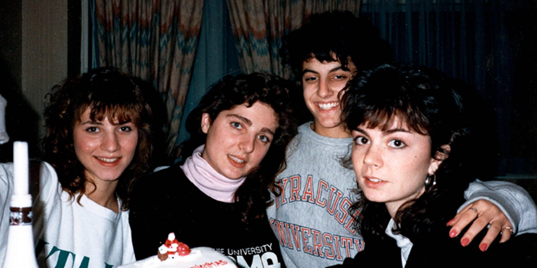 Karen Hunt (right), with roommates. December, 1988
