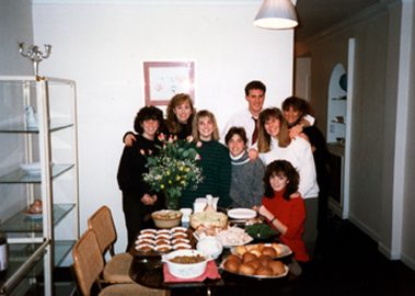 Karen Hunt with fellow students, fall, 1988