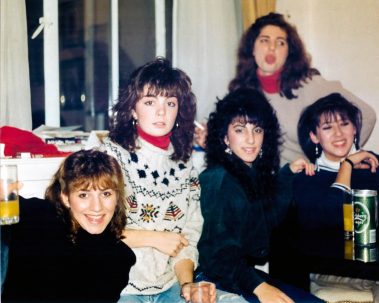 Karen Hunt with friends, December, 1988